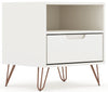 Manhattan Comfort Rockefeller Mid-Century Modern Nightstand with Drawer - White