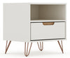 Manhattan Comfort Rockefeller Mid-Century Modern Nightstand with Drawer - Off White & Natural