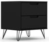 Manhattan Comfort Rockefeller Mid-Century Modern Nightstand with 2-Drawer - Black