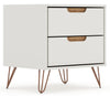 Manhattan Comfort Rockefeller Mid-Century Modern Nightstand with 2 Drawers - Off White & Natural