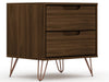 Manhattan Comfort Rockefeller Mid-Century Modern Nightstand with 2 Drawers - Brown