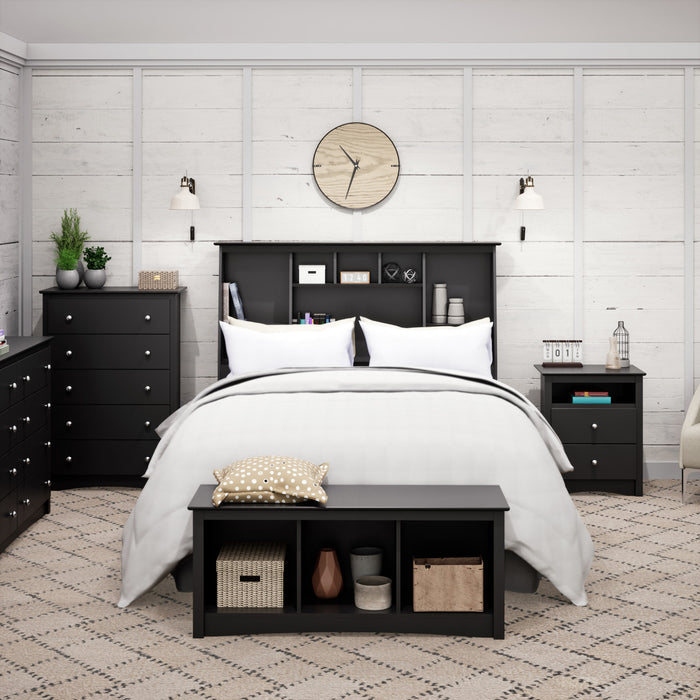 Jade Tall 2-Drawer Nightstand - Black