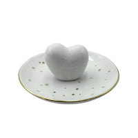 Ceramic Heart Trinkey Tray - White