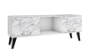 Manhattan Comfort Doyers 53.15\" Mid-Century Modern TV Stand - White & Marble Stamp