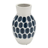 Ceramic 10\" Navy Polka Dot Flower Vase - White