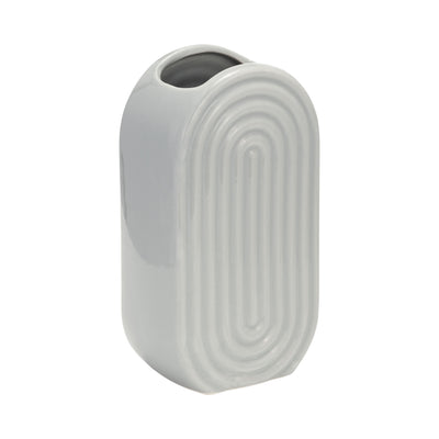 Ceramic 9" Oval Ridged Vase - Glacier|Vase ovale strié de 9 po en céramique - glacier