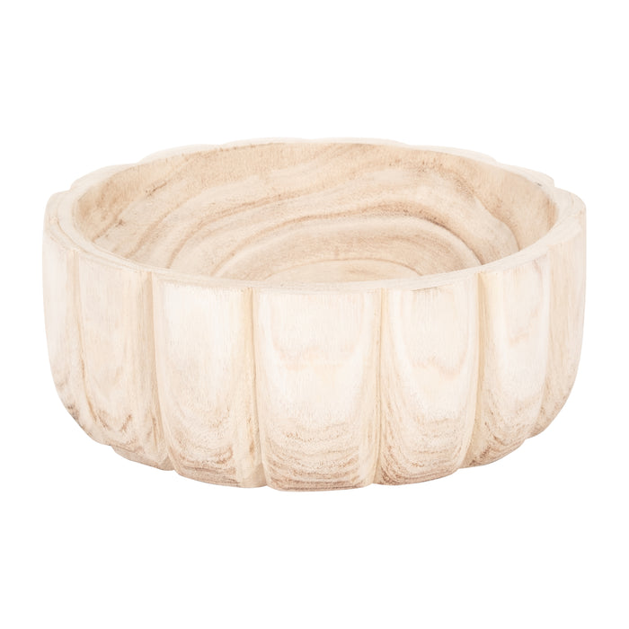 Wood 9\" Scalloped Bowl - Natural