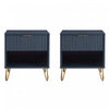 Dumbo Modern 20\" Fluted Nightstand in Midnight Blue (1-Drawer) - Set of 2