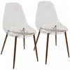 LumiSource Clara Walnut Clear Mid-Century Modern Dining Accent Chair - Set of 2