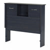 Ulysses Bookcase Headboard With Storage And Sliding Doors - Blueberry