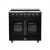 Forno Massimo 36 Inch French Door Electric range, 5 radiant burners, 5.36 cu.ft., Black - FFSEL6955-36BLK Electric Range