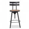 Denise Bar Stool With Swivel & Adjustable Wood Seat, Metal Frame - Antique Black