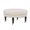Isabelle Fabric Round Tufted Ottoman - Natural