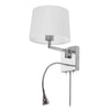 Dainolite LED Reading Light 1 Light LED Wall Sconce Polished Chrome Finish White Shade Lamp