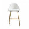 Gracie Modern Metal Upholstered Barstool in White and Gold Bar Stool