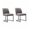 Serena Modern Metal Vegan Leather Dining Chair in Taupe - Set of 2