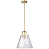 Dainolite Polly 1 Light Pendant Medium Aged Brass Finish Clear Glass Lamp