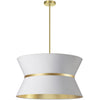 Dainolite Caterine 4 Light Pendant 24\" Dia Aged Brass Finish Gold Ring/White Shade Lamp