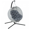 Outsunny Hanging Egg Chair With Folding Basket, Indoor Outdoor Swing Chair