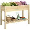 Outsunny 45\" x 22\" x 33\" Elevated Planter Box with Storage Shelf, Natural