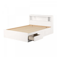 Reevo Full Mates Bed With Bookcase Headboard Set - Pure White