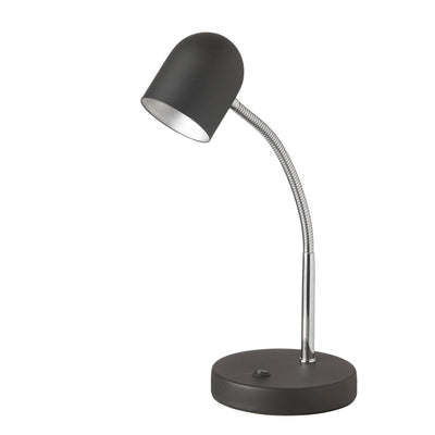 Dainolite LED Table Lamp 5w Polished Chrome Finish Satin Black Shade|Lampe de table de Dainolite avec abat-jour noir satiné, fini chromé poli et ampoule à DEL de 5 W