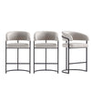 Augusta Modern Metal Upholstered Counter Stool in Light Gray - Set of 3