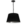 Dainolite Brynn 1 Light Pendant Small Black Finish Black/Silver Shade Lamp