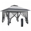 Outsunny 12' X 12' Foldable Pop-up Party Tent Instant Canopy Sun Shade Gazebo Shelter Steel Frame Oxford W/ Roller Bag, Grey