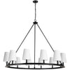 Dainolite Colby 12 Light Chandelier Matte Black White Shades Lamp