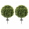 HOMCOM 2PC Artificial Boxwood Topiary Balls, Fake Plants with Ground Stake