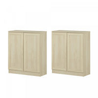 Arum Set Of 2 Sideboards With Shelves Bleached Oak - South Shore Buffet