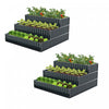 Costway 2 Pcs 3-tier Raised Garden Bed,47\" X 47\" X 24\" Metal Outdoor Elevated Planter Box Black