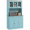 HOMCOM 71\" Pantry Cabinet w/ Microwave Space Buffet w/ Hutch Blue