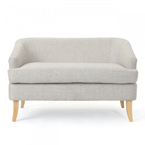 Zona Linen-look Fabric Loveseat With Flared Wood Legs - Beige