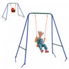 Outsunny 2 In 1 Toddler Swing Set, Metal Swing Set With Safety Harness For Baby, Kids 6 Months+, Heavy Duty Swing Set For Indoor/outdoor, Backyard Play, Orange