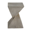Zane 18\" MGO Geometric Twisted Accent Table, Unique Wood Grain Indoor Side Table, Grey
