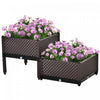 Outsunny Set Of 2 Plastic Raised Garden Bed, Planter Box, Flower Vegetables Planting Container With Self-watering Design And Drainage Holes For Patio Balcony
