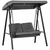 Outsunny 2 Seater Covered Outdoor Swing Chair Porch Swing Bench Lounger Hammock With Removable Cushion Tilt Canopy, Dark Grey