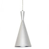 Dainolite Helsinki 1 Light Pendant Cone Matte White Finish Silver Pebbled Interior Lamp
