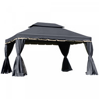 Outsunny 13' X 10' Outdoor Patio Gazebo Canopy With 2-tier Polyester Roof, Vented Mesh Sidewall & St