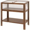 Outsunny 35.5\" X 20\" X 36.5\" Wooden Cold Frame Greenhouse, Garden Portable Raised Planter With Bottom Shelf, Top Opening For Outdoor & Indoor, Brown