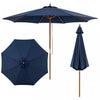 Costway 9 FT Patio Umbrella with Adjustable Height. Rope Pulley Lift. Vented Top for Beach Navy Blue