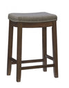 Claridge Linen-Look Fabric Backless Saddle Counter-Height Stool - Dark Brown
