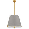 Dainolite Preston 4 Light Pendant 19\" Dia Aged Brass Grey Fabric Shade Lamp