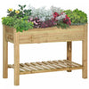Outsunny 45\" X 22\" X 33\" Elevated Planter Box With Legs And Storage Shelf, Raised Garden Bed, Elevated Wooden Planter Box, Gardening Standing Growing Bed For Backyard, Patio, Balcony