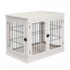 Pawhut 26'' Wooden Decorative Dog Cage Pet Crate Kennel With Double Door Entrance & A Simple Modern Design, White