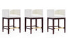 Kingsley Mid-Century Modern Wood Upholstered Counter Stool in Ivory - Set of 3