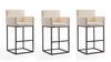 Ambassador Mid-Century Modern Metal Upholstered Barstool in Cream - Set of 3 Bar Stool