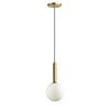 Dainolite Tara 1 Light Pendant Aged Brass White Glass Lamp